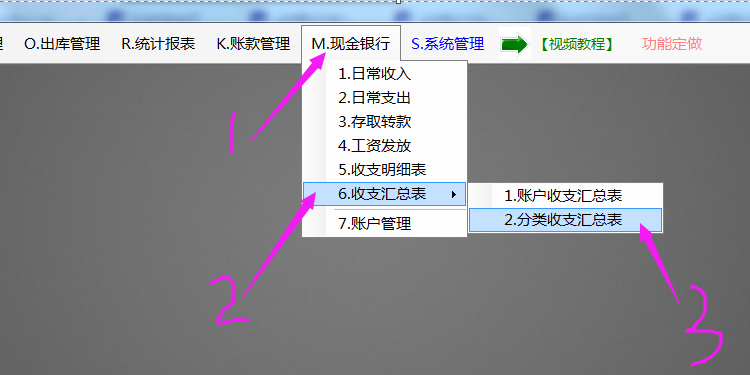 ERP系統(tǒng)工業(yè)版現(xiàn)金銀行功能模塊中增加收支分類(lèi)匯總表